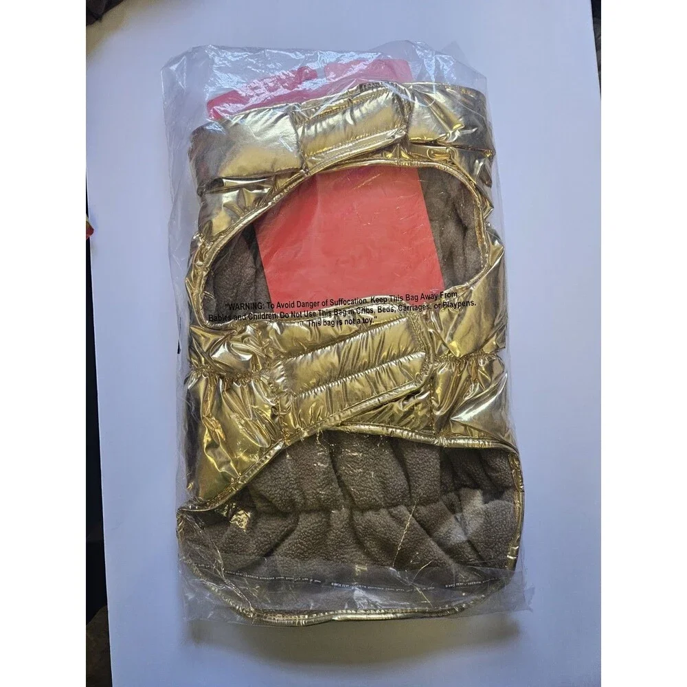 Boots & Barkley Vest Dog's Sz Large Gold Puffer Fleece Lined Jacket 80 lbs NEW